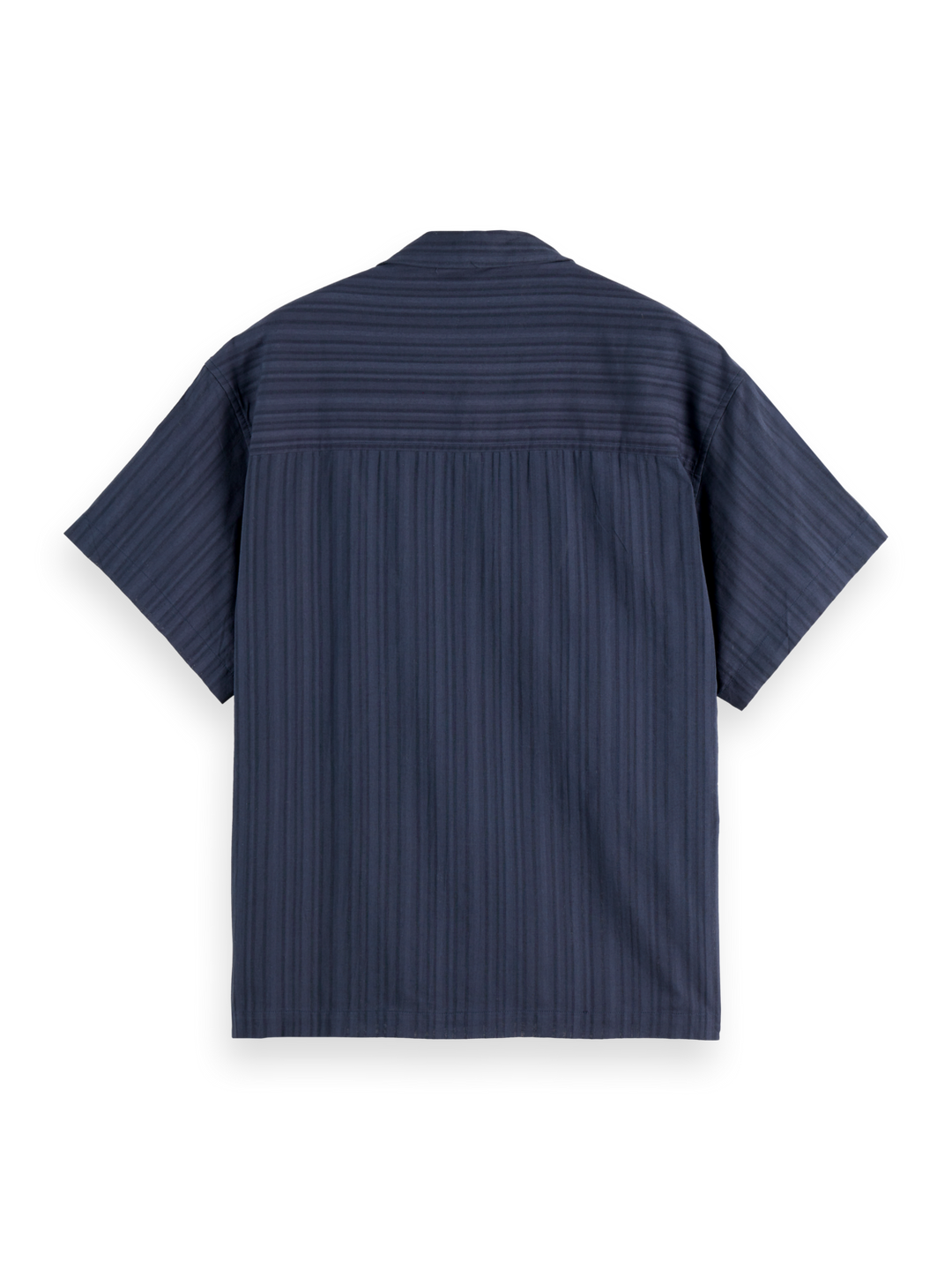 Structured-stripe short-sleeved shirt