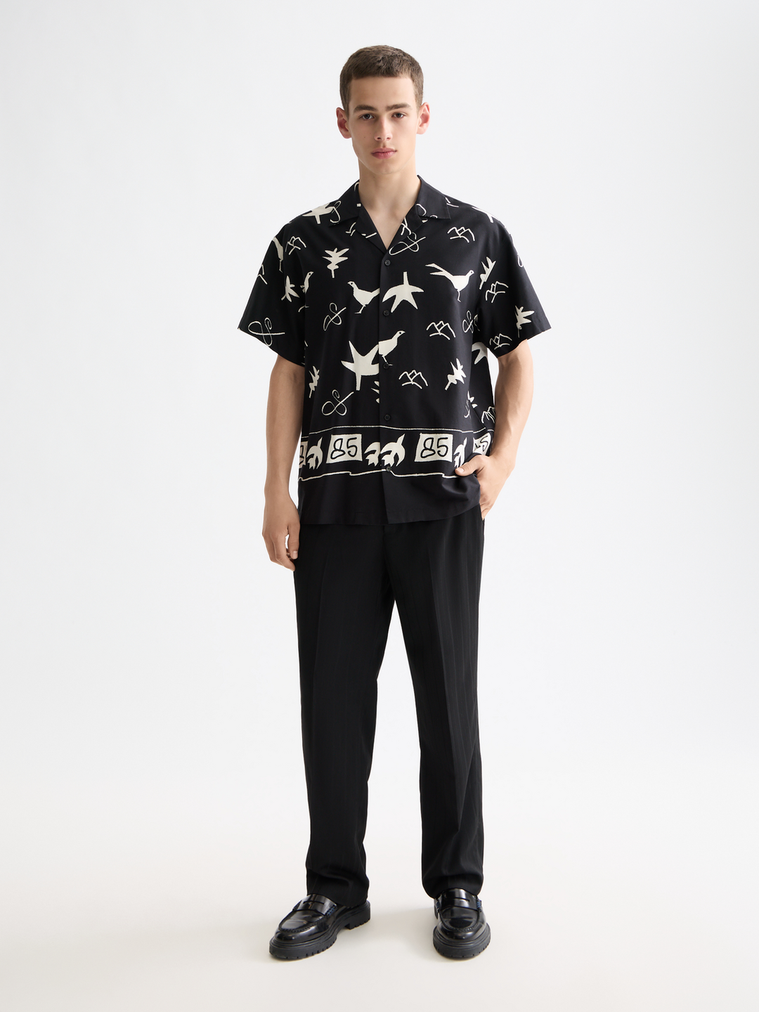 Placed print short-sleeved shirt