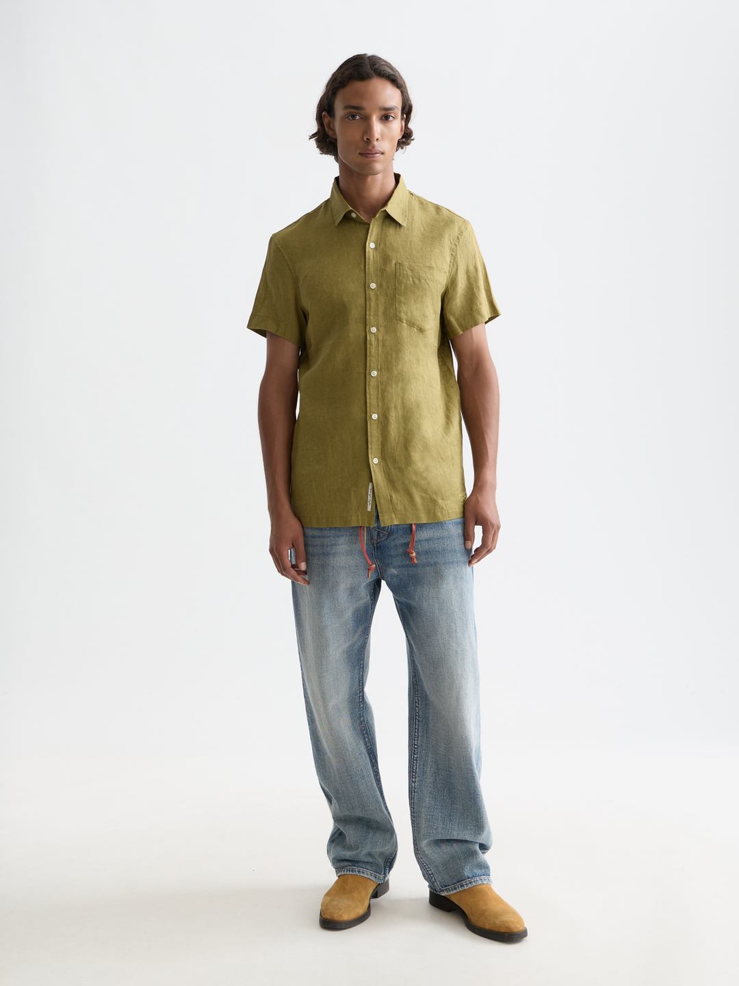 Seasonal core linen regular-fit short sleeve shirt