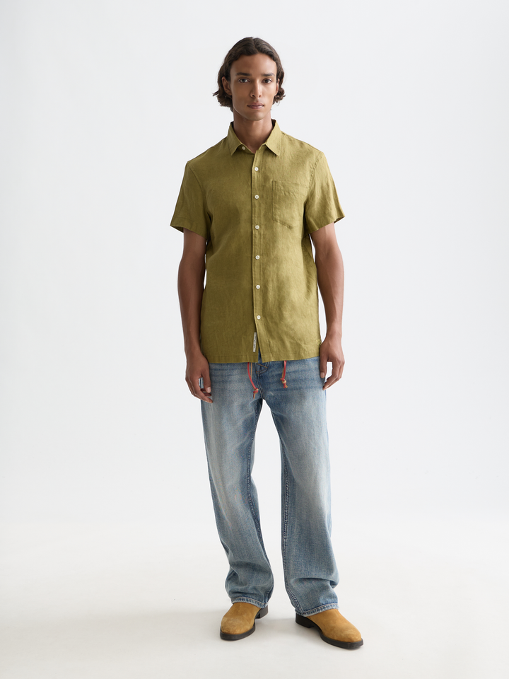 Seasonal core linen regular-fit short sleeve shirt