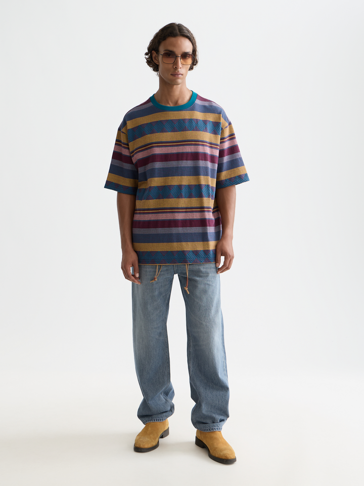 Jacquard-Knitted Loose-Fit T-Shirt
