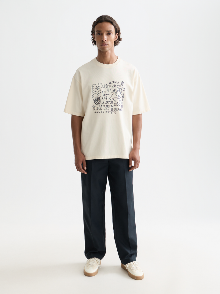 Cross-Stitched Artwork Loose T-Shirt