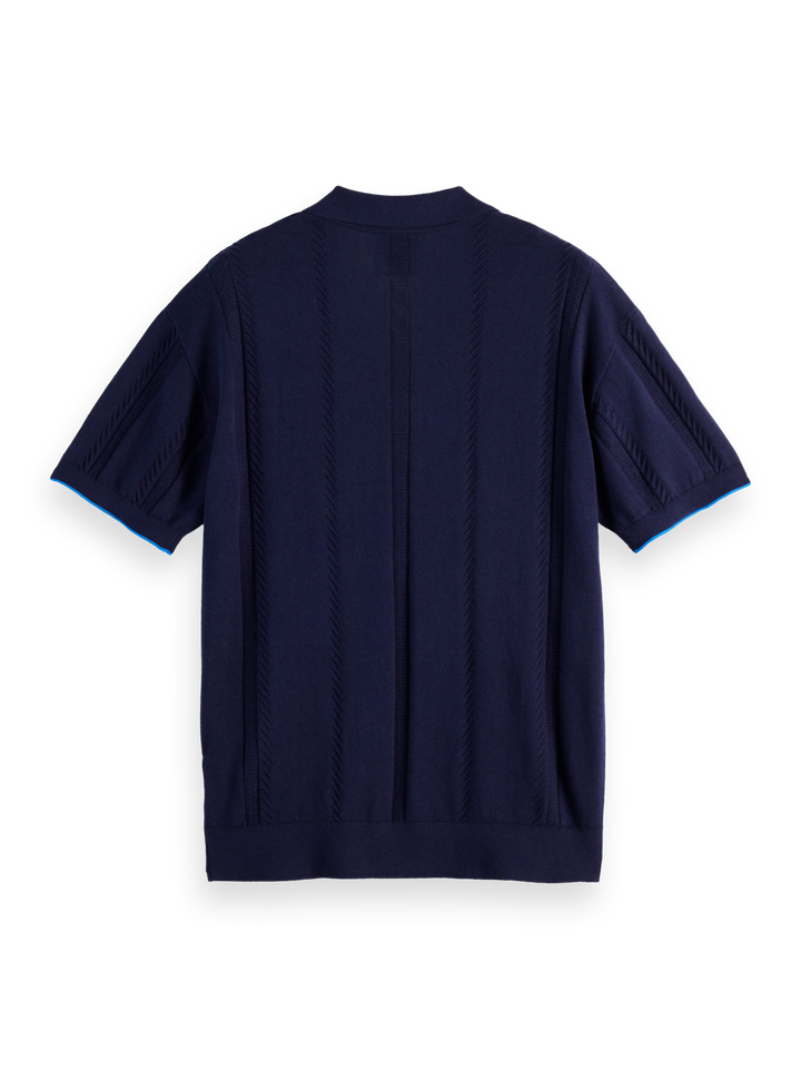 Knitted V-neck relaxed fit polo