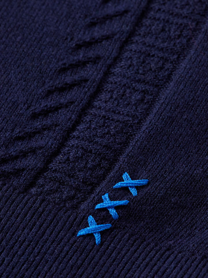 Knitted V-neck relaxed fit polo