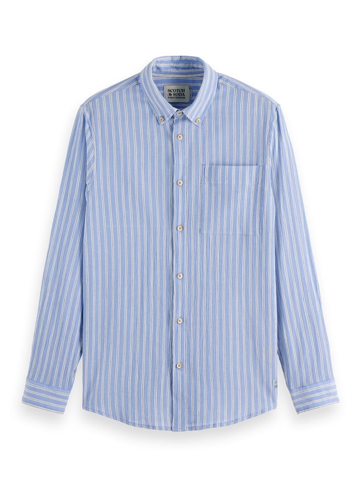 Regular-Fit Crinkle Striped Shirt