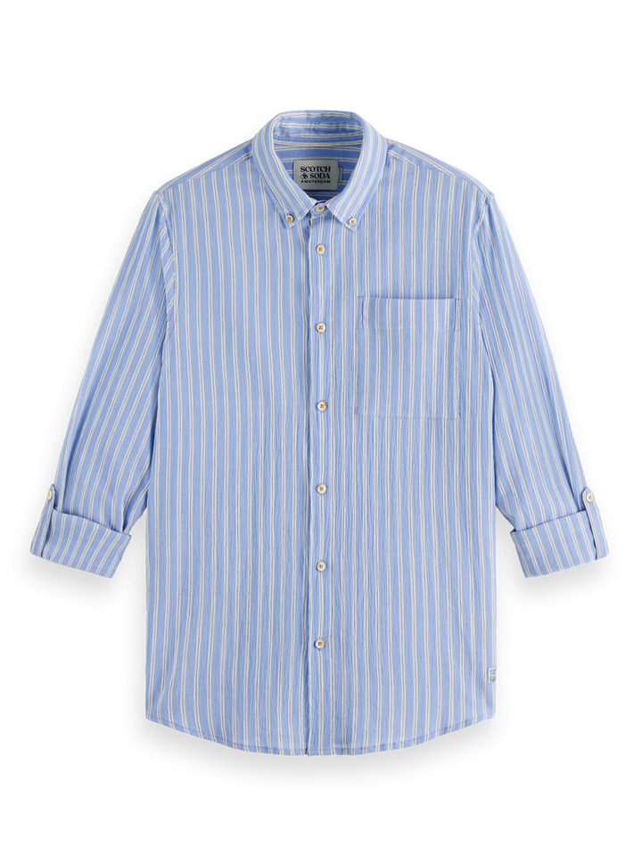 Regular-Fit Crinkle Striped Shirt