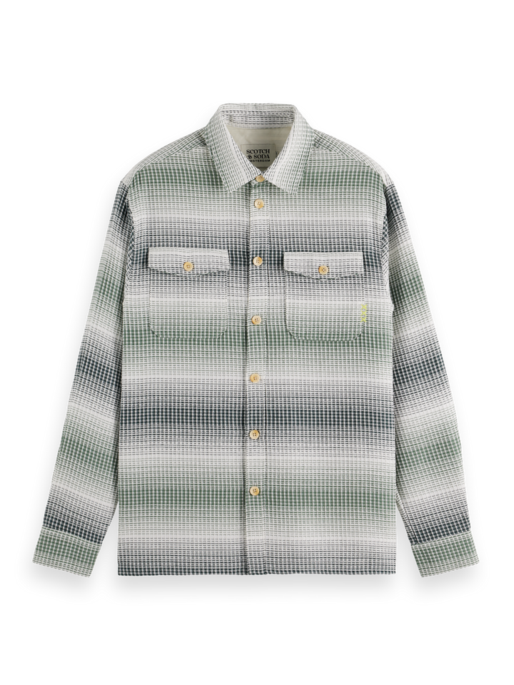 Relaxed-Fit Stripe Waffle Shirt