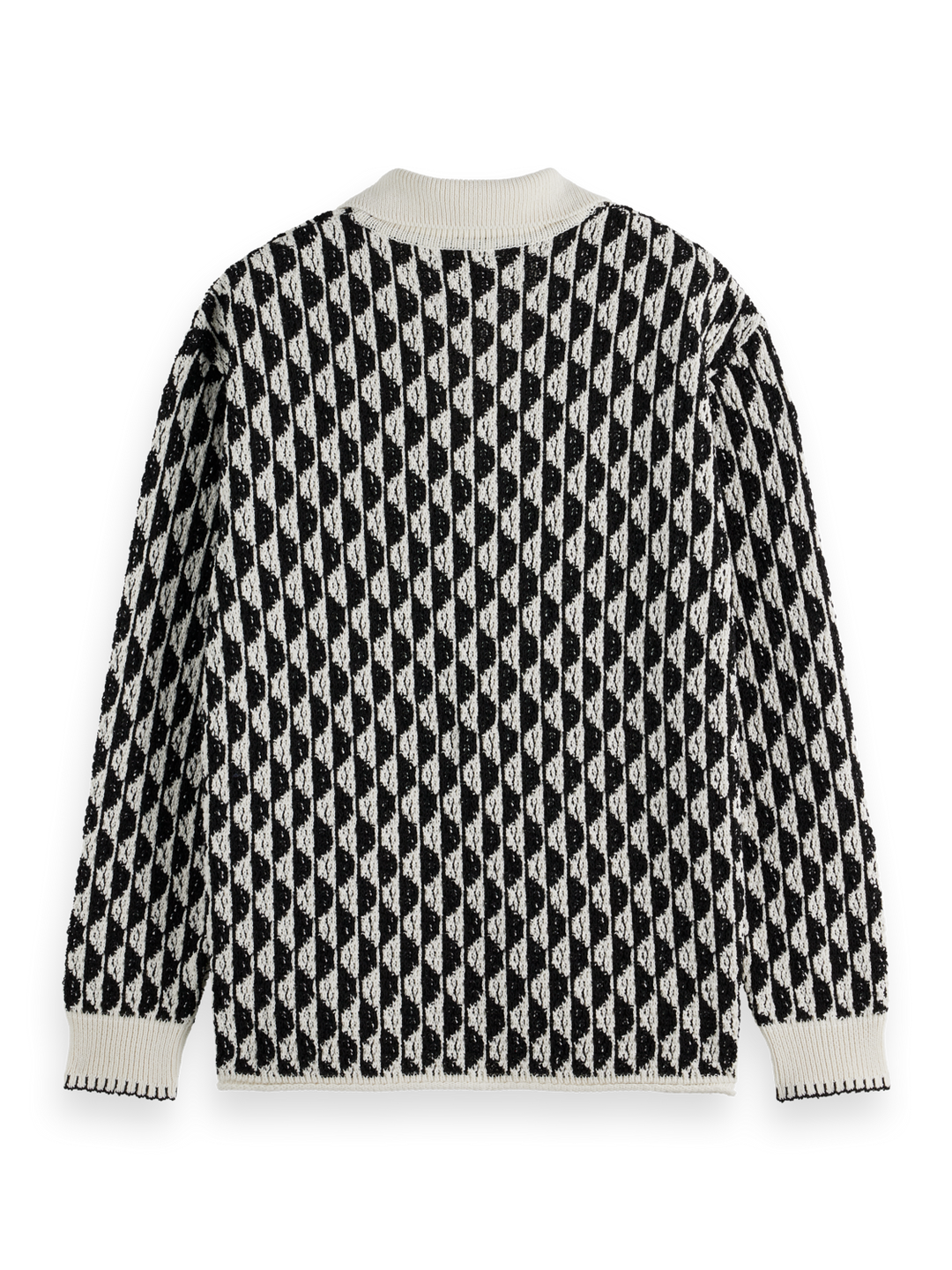 Jacquard dropped shoulder long sleeved polo