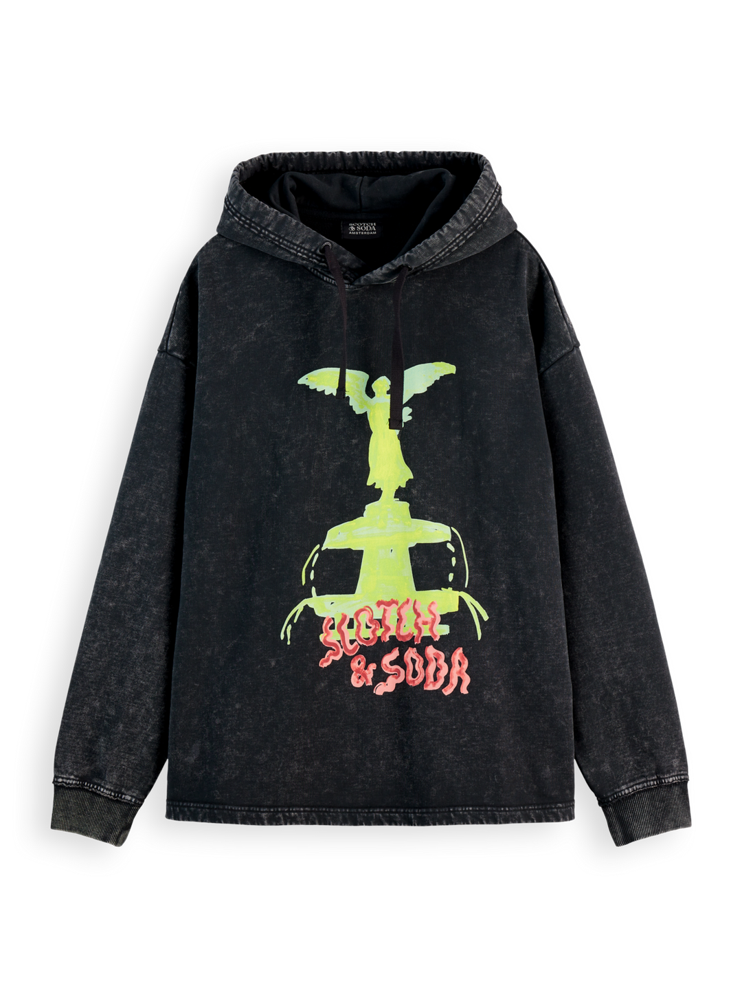 Washed artwork loose fit hoodie