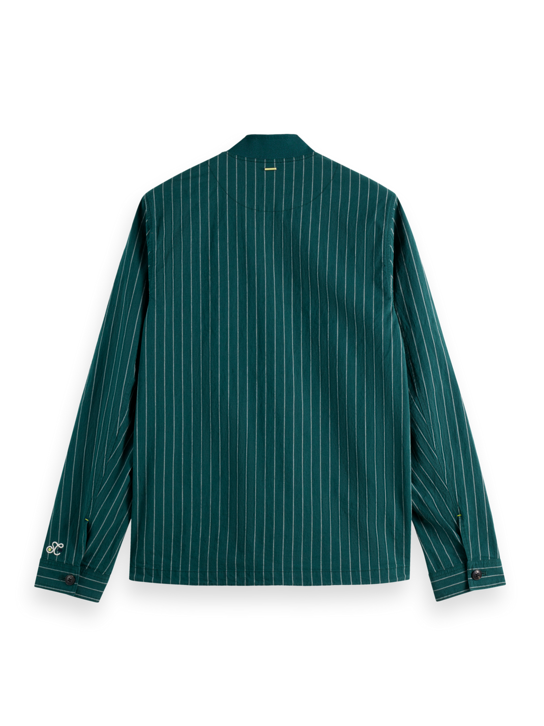 Pinstriped cotton-blend bomber jacket