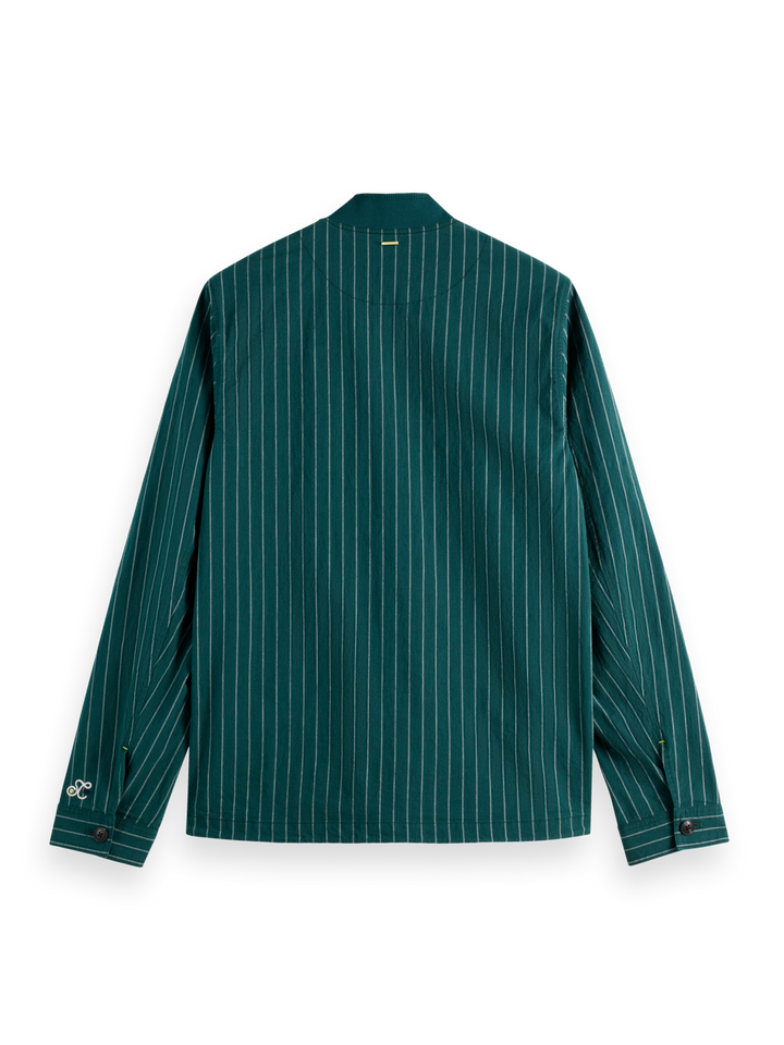Pinstriped cotton-blend bomber jacket