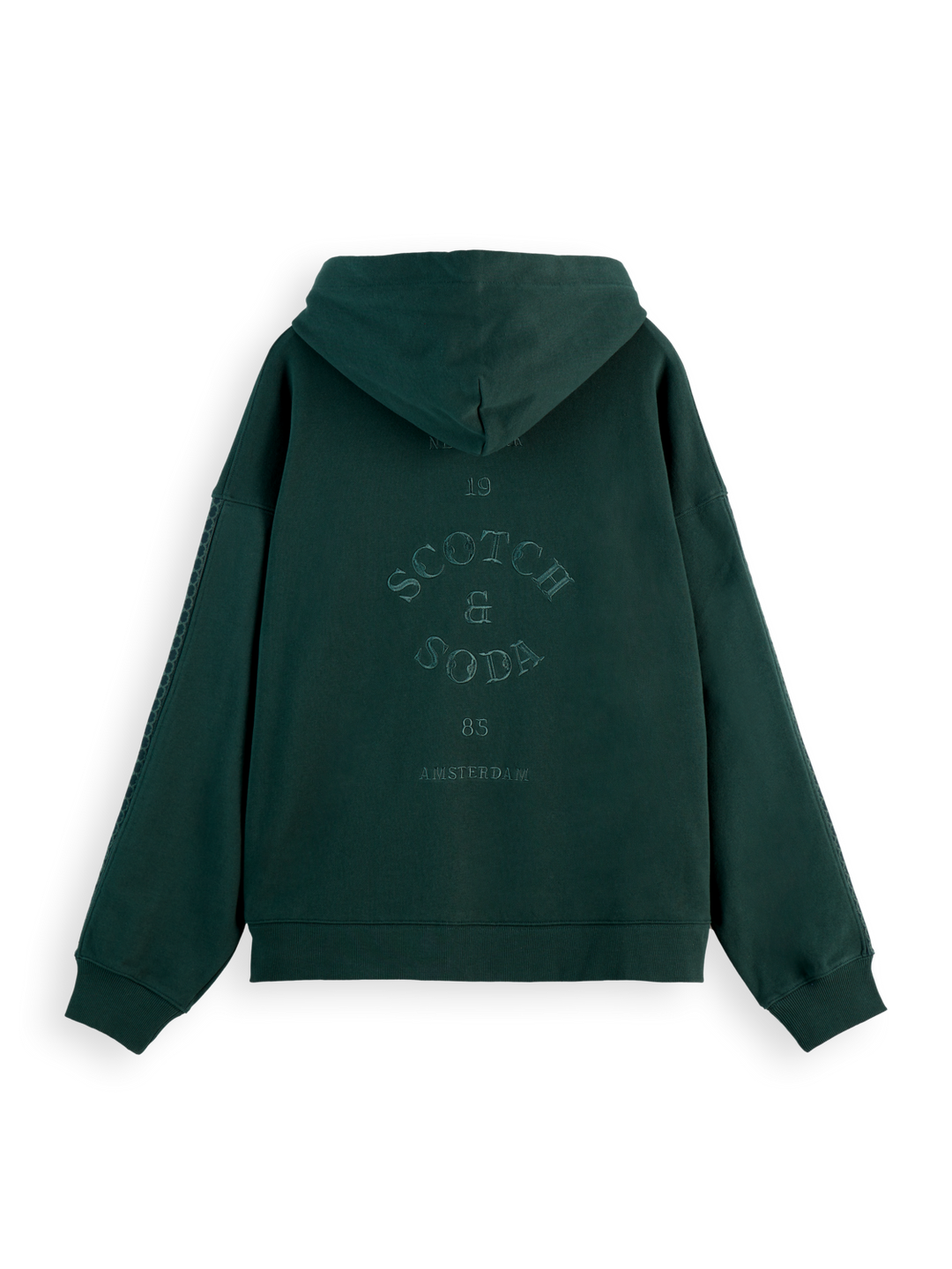 Rib insert zipped loose fit hoodie