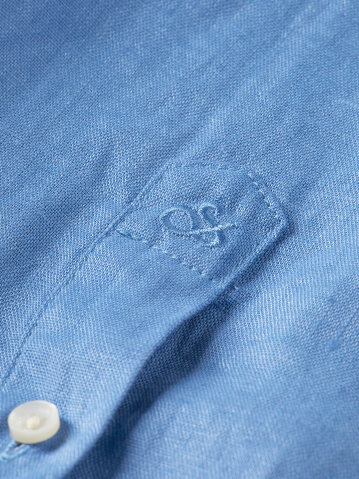 Seasonal Core-Regular-Fit Linen Stand-Up Collar Shirt