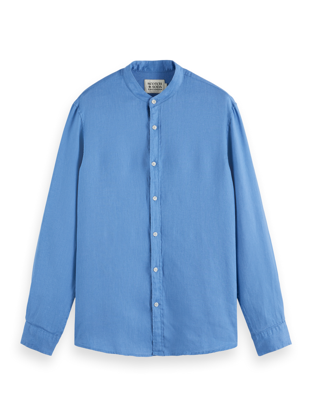 Seasonal Core-Regular-Fit Linen Stand-Up Collar Shirt
