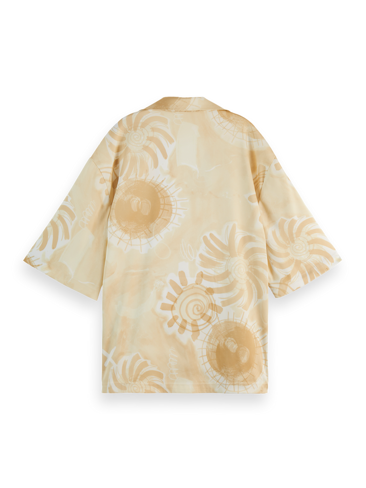 Satin printed short sleeve shirt