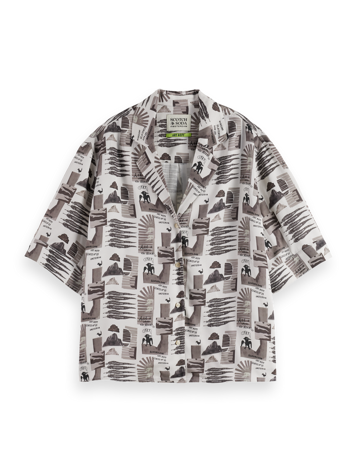 Printed short sleeve fluid shirt