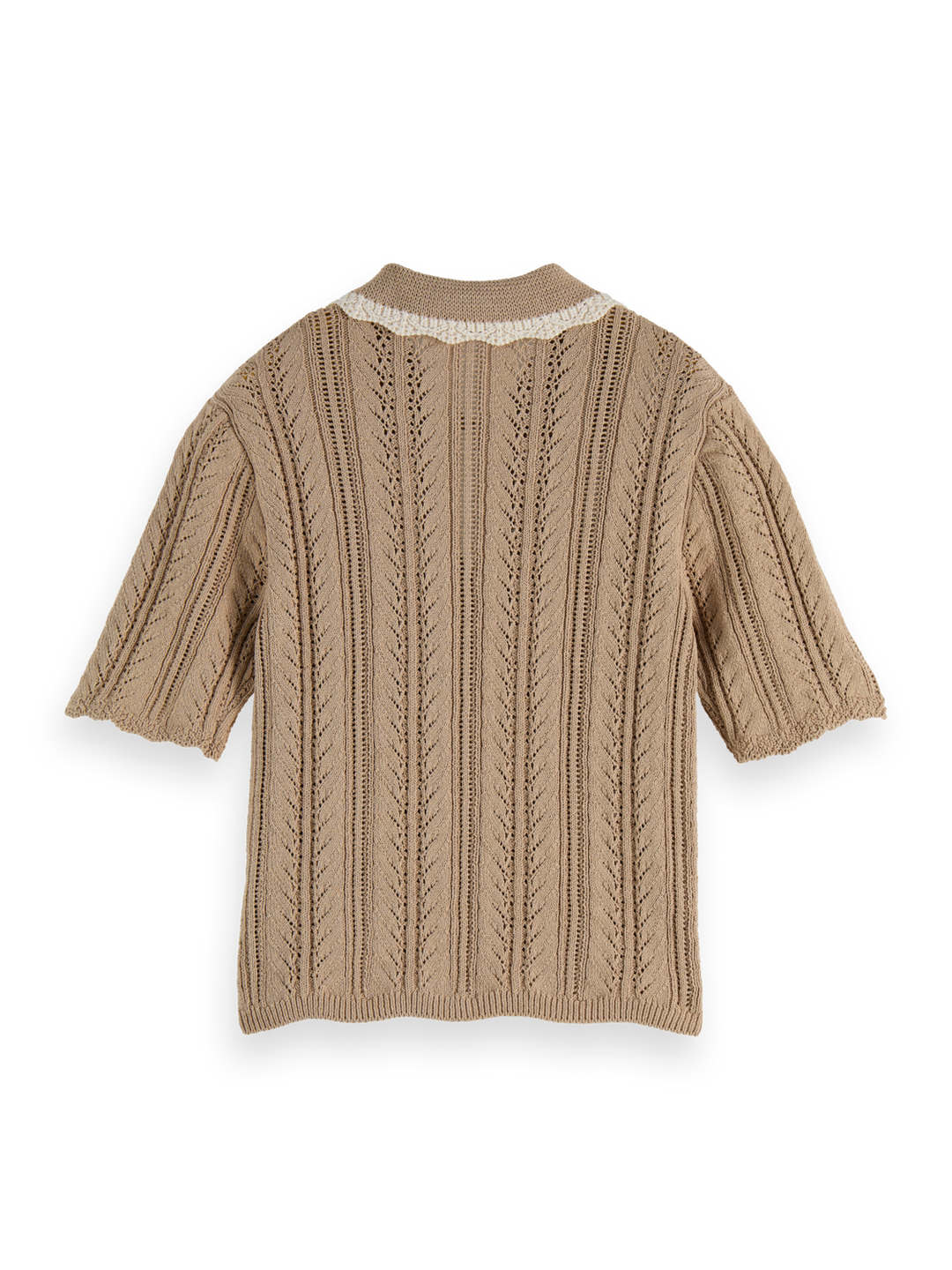 Pointelle collared knitted polo
