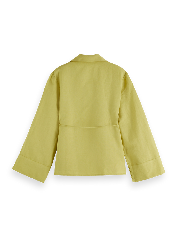 Wrap shirt with tie closure