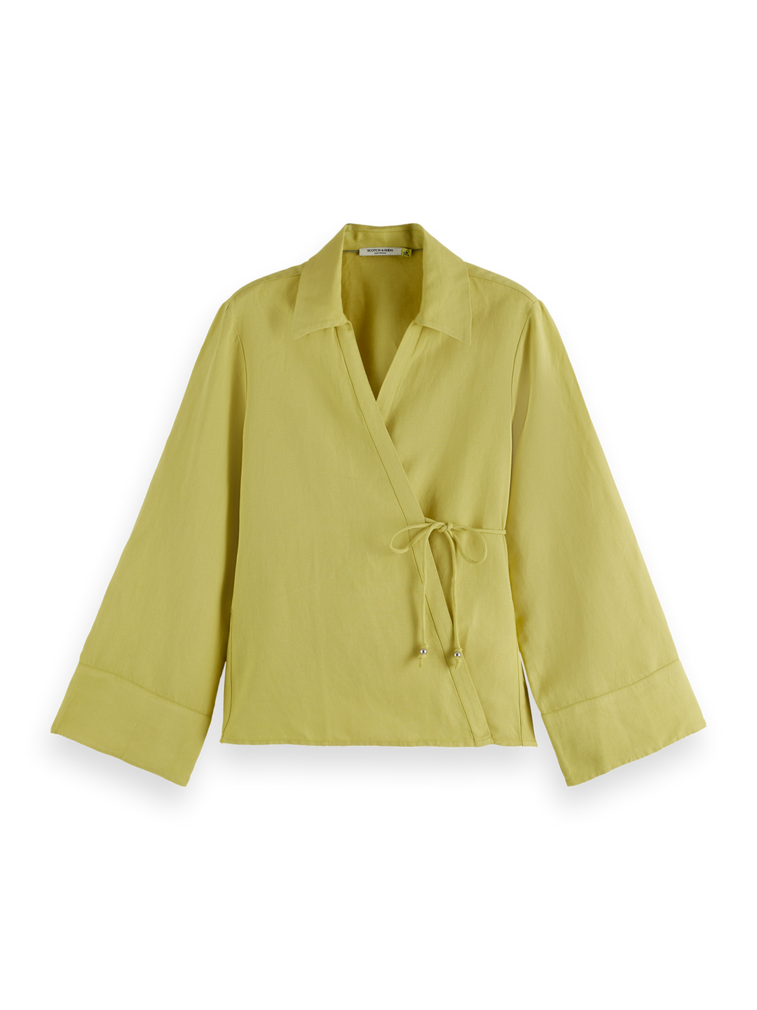 Wrap shirt with tie closure