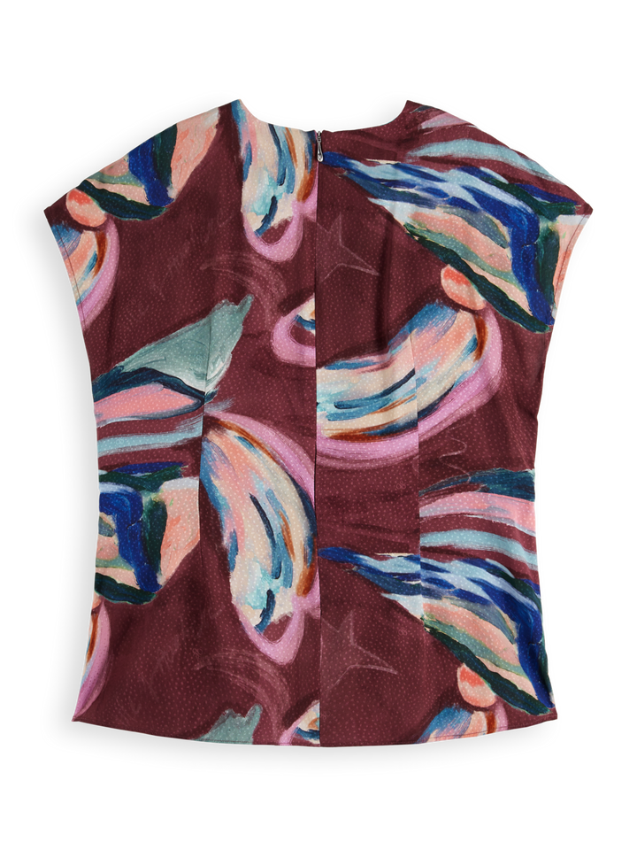 Draw string keyhole short sleeve top