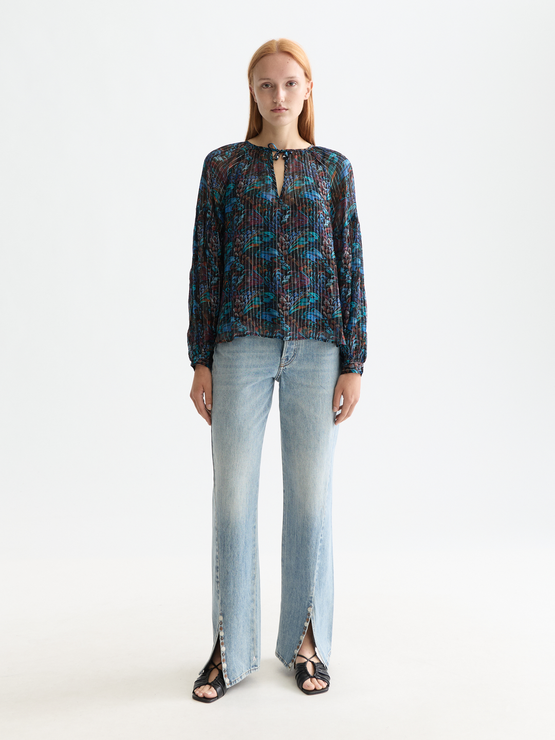 Printed top with ties
