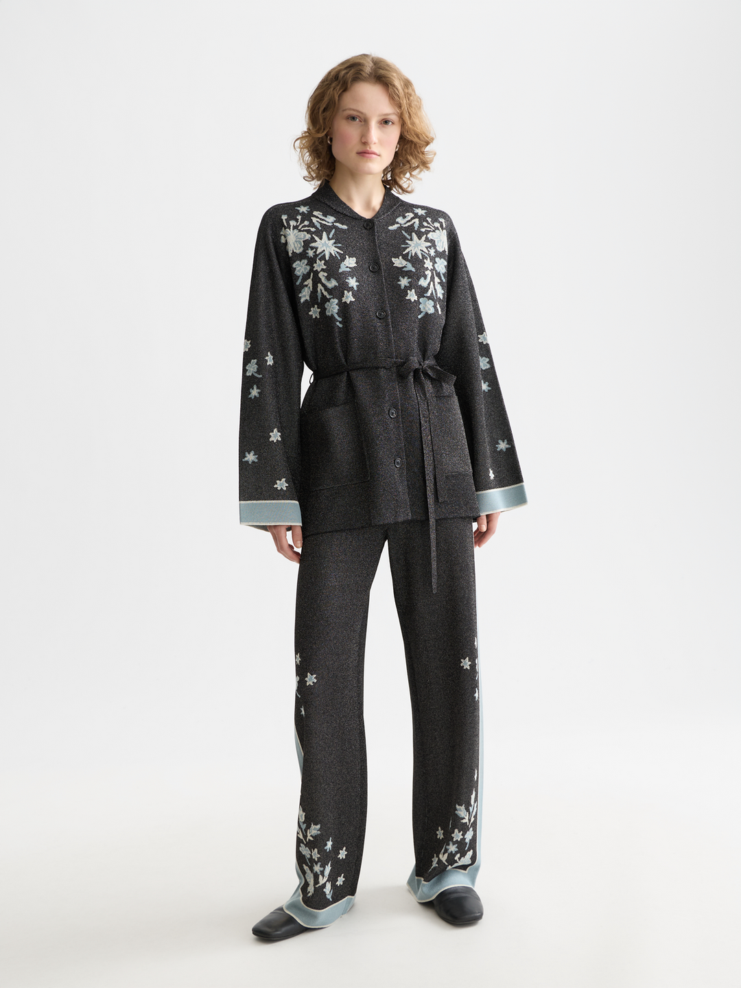 40 Years Jacquard Belted Knitted Jacket