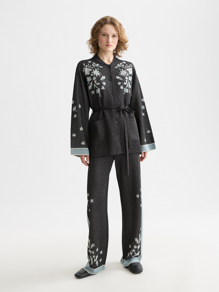 40 Years Jacquard Belted Knitted Jacket