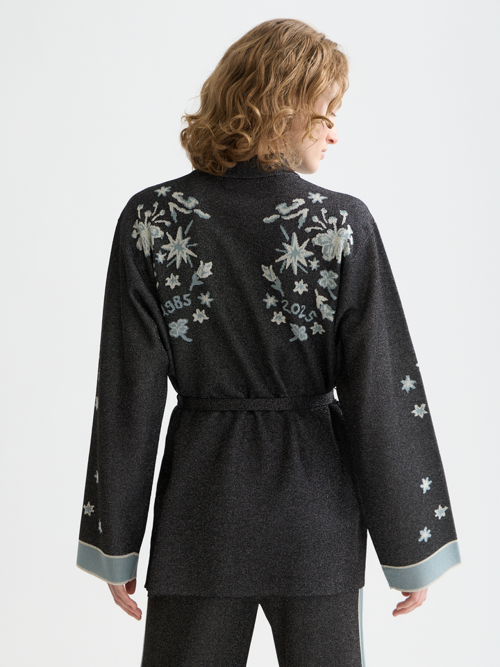 40 Years Jacquard Belted Knitted Jacket