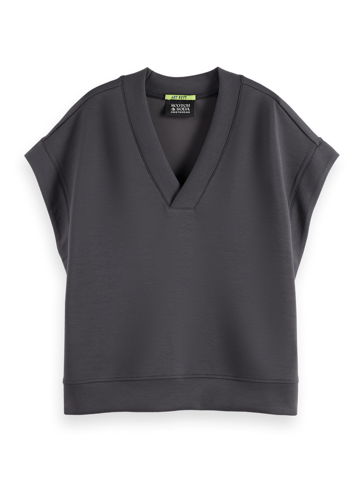 V-neck sleeveless modal sweatshirt