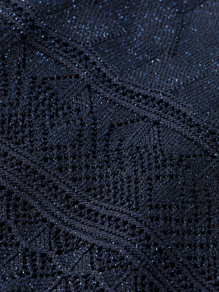 Metallic pointelle knitted tunic