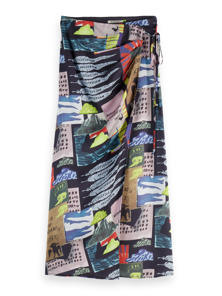 High rise midi wrap skirt
