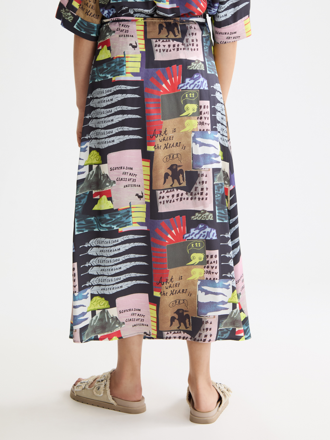High rise midi wrap skirt