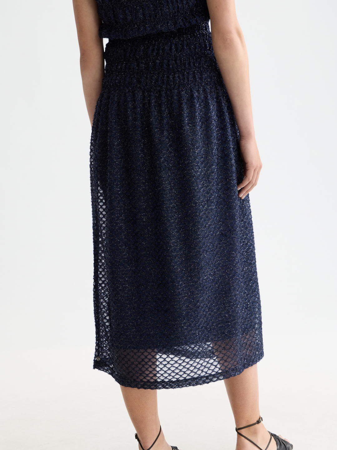 Lurex smocked skirt
