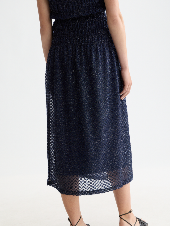 Lurex smocked skirt