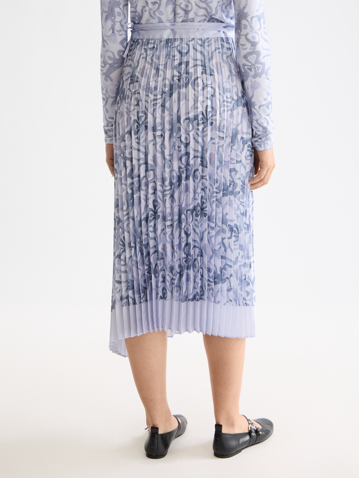 Asymmetrical pleated wrap midi skirt