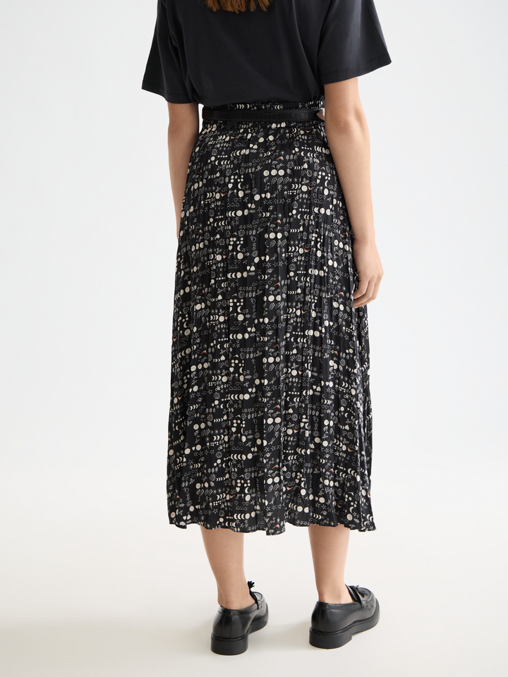 Crinkle pleat midi skirt