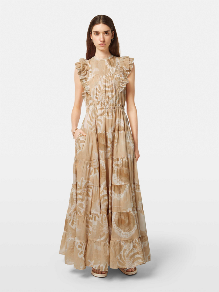 Printed maxi cotton voile dress