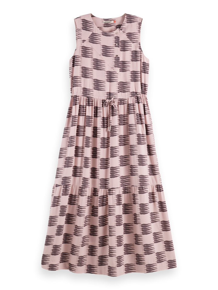 Midi dress with gathered waist