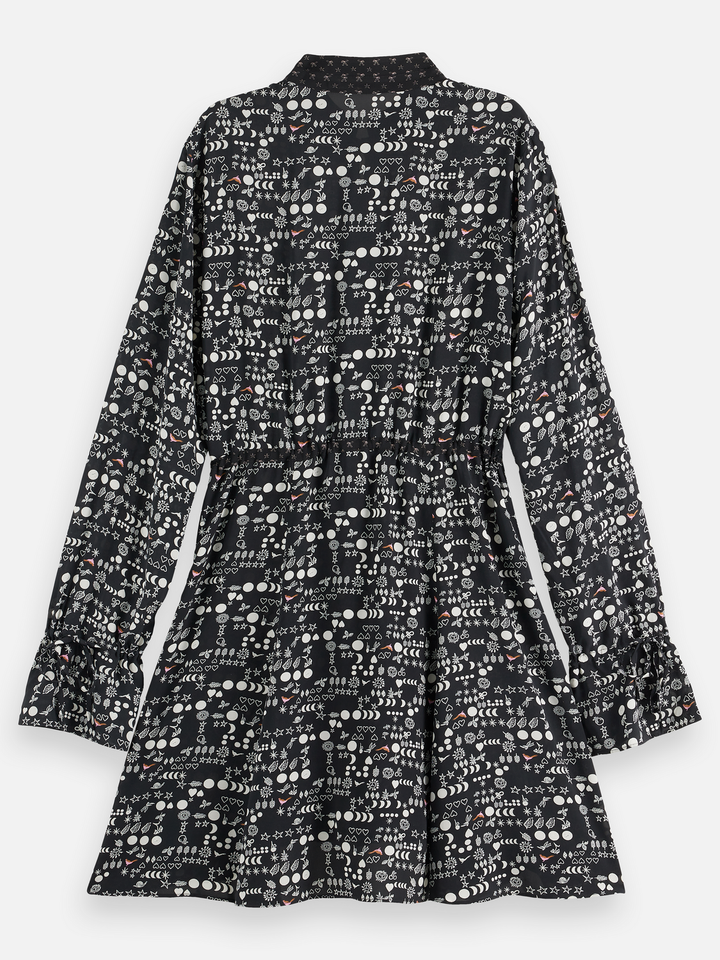 Printed long sleeve mini dress