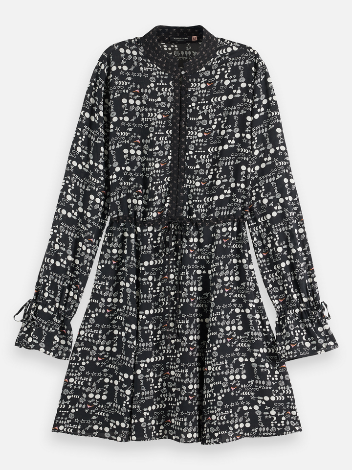 Printed long sleeve mini dress