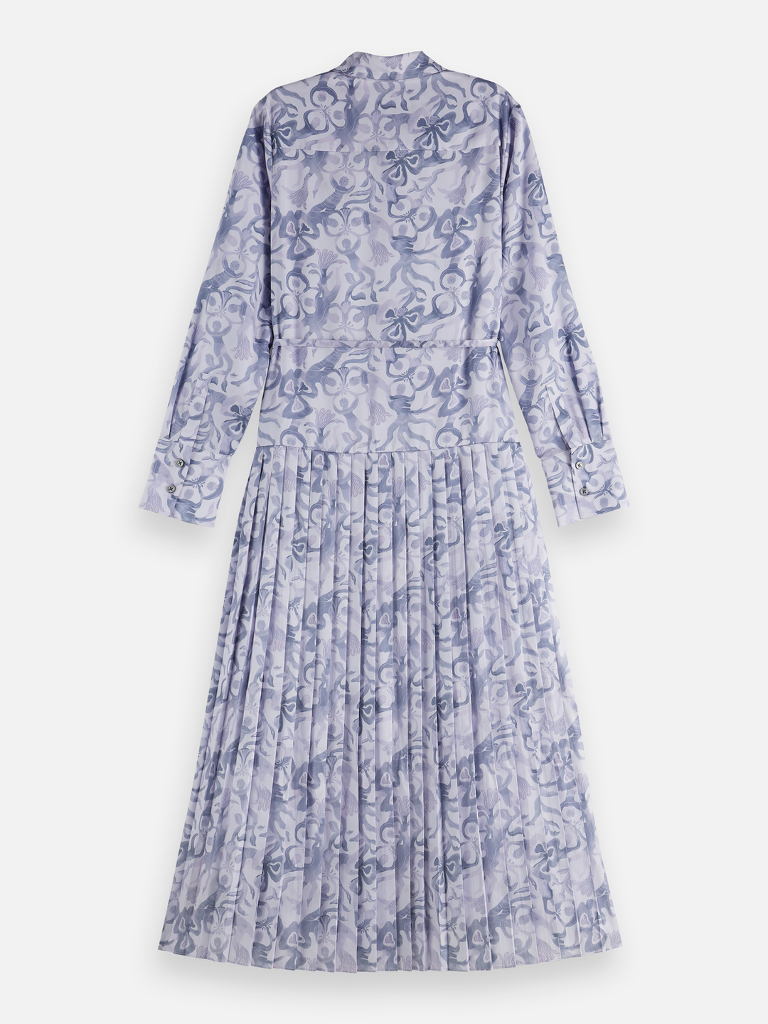 Belted shirt midi dress with pleated hem