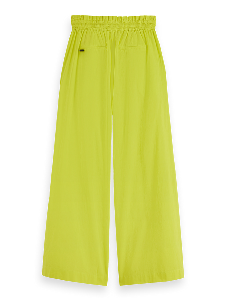Cotton voile high-rise wide-leg pull on pants
