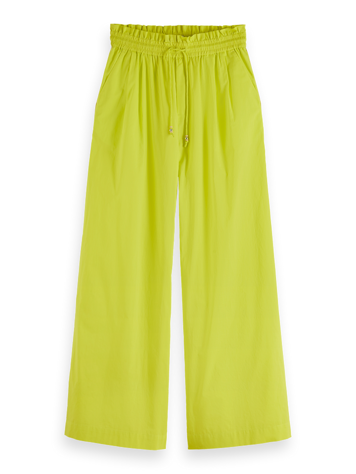 Cotton voile high-rise wide-leg pull on pants