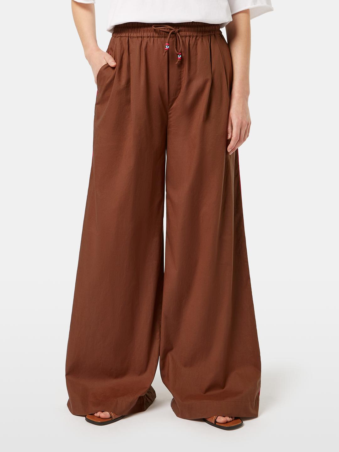 Cotton voile high-rise wide-leg pull on pants