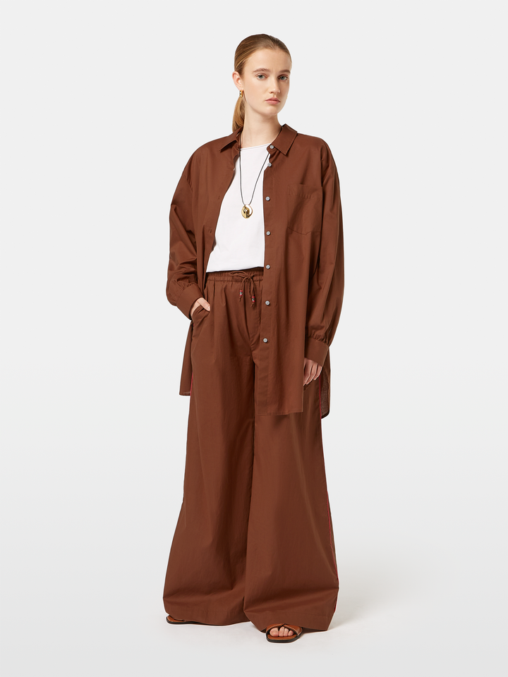 Cotton voile high-rise wide-leg pull on pants