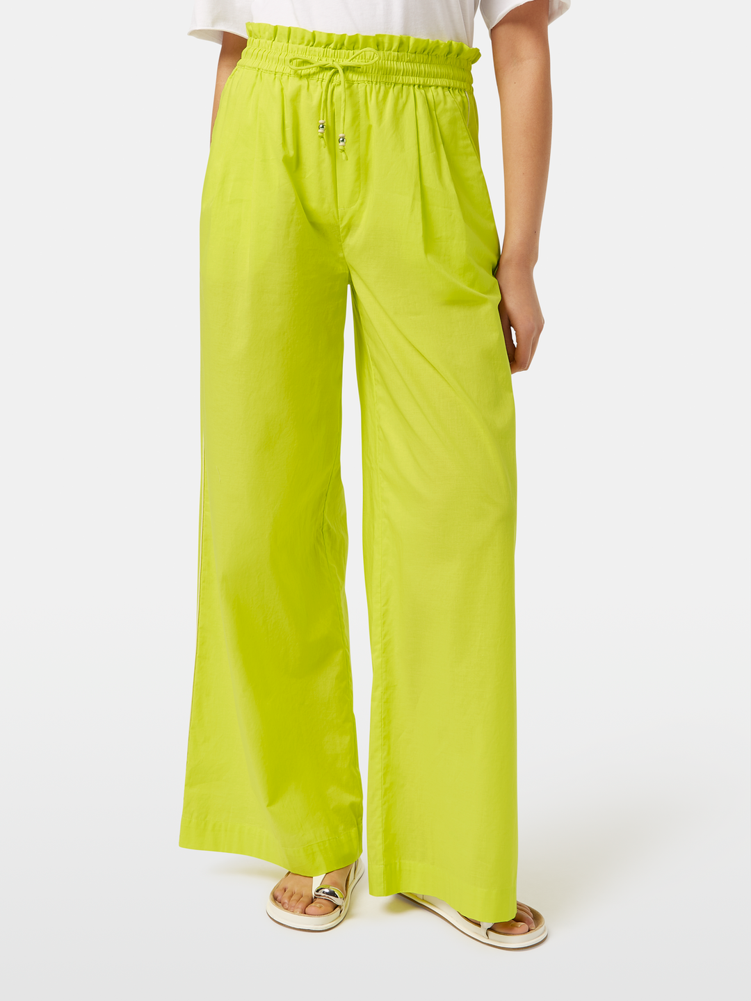 Cotton voile high-rise wide-leg pull on pants