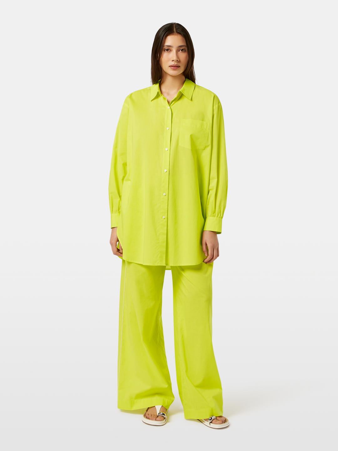 Cotton voile high-rise wide-leg pull on pants