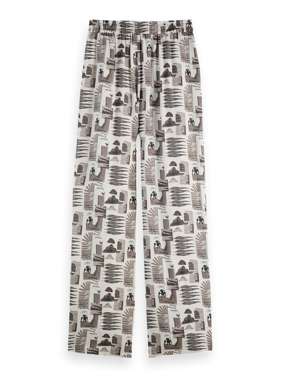 Gia-Mid rise wide leg elasticated trousers