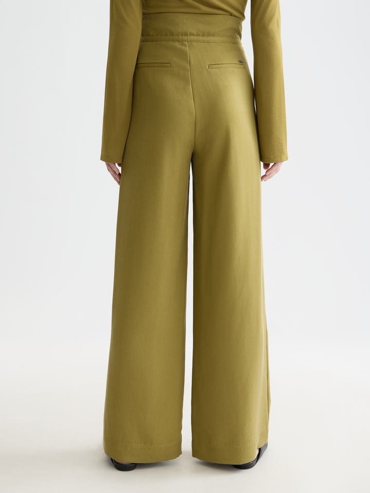 June - High Rise Wide Leg Twill Paperbag Pants