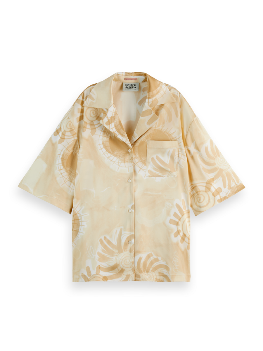 Satin printed short sleeve shirt